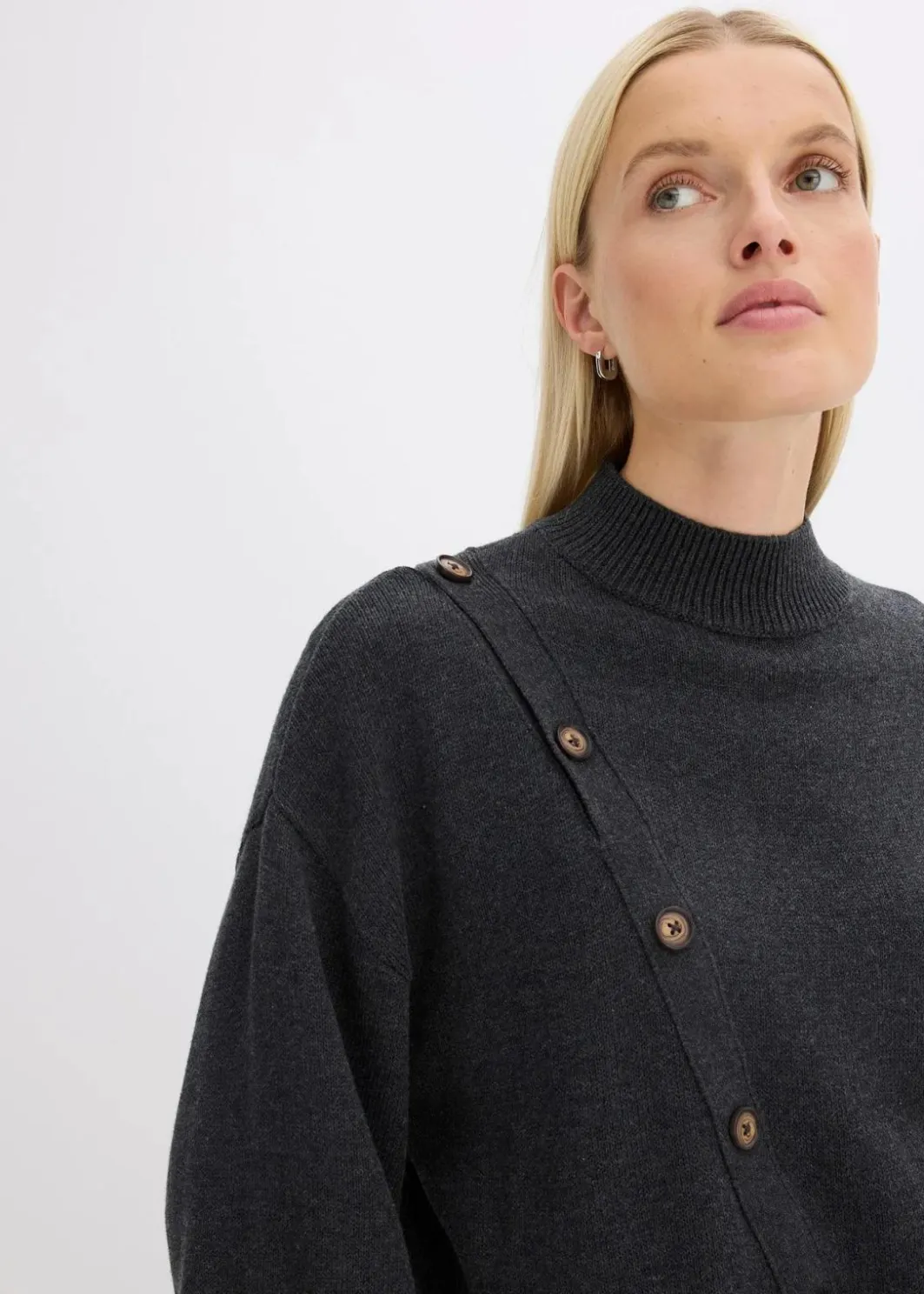 New Pullover mit Knopfleiste Damen Strickmode|Pullover & Strickjacken