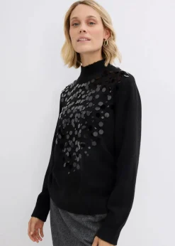 Damen bonprix Nachhaltigere Materialien|Pullover & Strickjacken|Pullover mit Pailetten