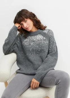 Damen bonprix Bekleidung·Umstandsmode|Strickmode|Pullover mit Pailletten