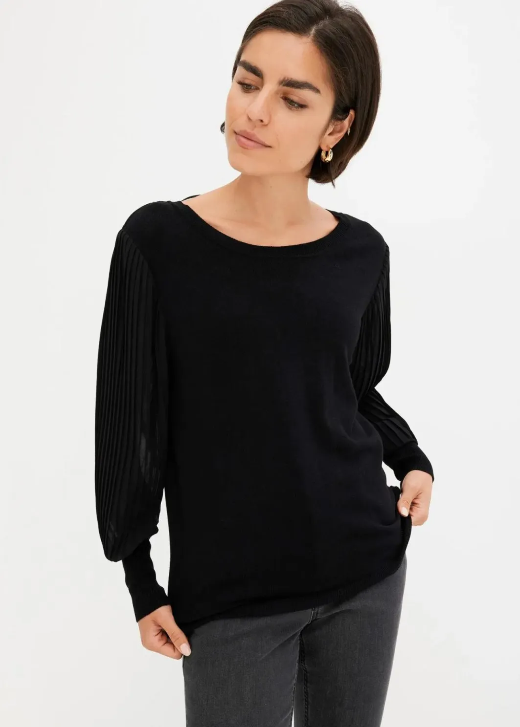 Damen bonprix Bekleidung·Umstandsmode|Strickmode|Pullover mit plissierten Ärmeln
