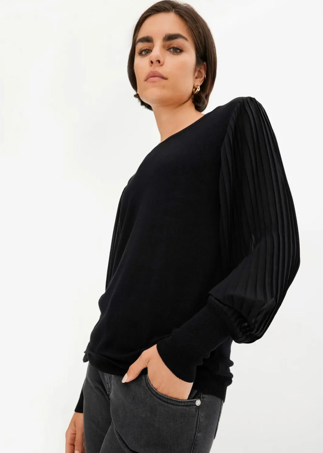 Damen bonprix Bekleidung·Umstandsmode|Strickmode|Pullover mit plissierten Ärmeln