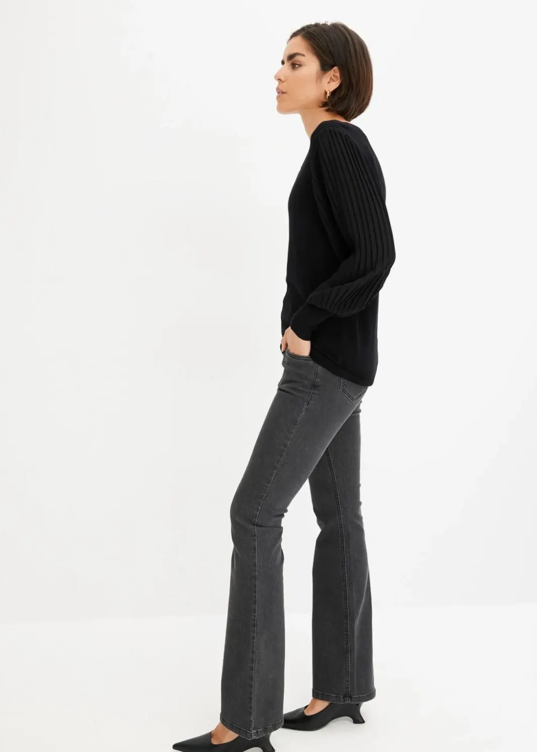 Damen bonprix Bekleidung·Umstandsmode|Strickmode|Pullover mit plissierten Ärmeln