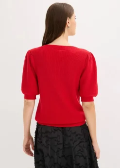 Damen bonprix Pullover & Strickjacken|Strickmode|Pullover mit Schleifen-Applikation