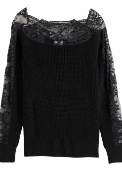 Pullover mit Spitze Damen Strickmode|Pullover & Strickjacken