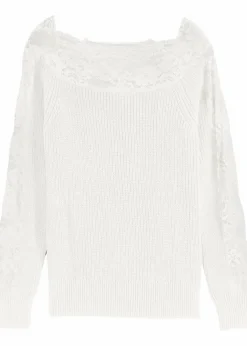 Discount Pullover mit Spitze Damen Strickmode|Pullover & Strickjacken