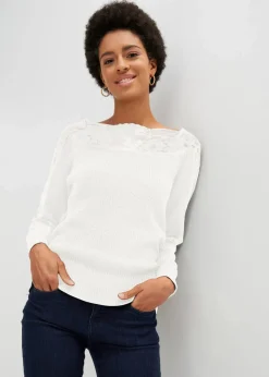 Discount Pullover mit Spitze Damen Strickmode|Pullover & Strickjacken