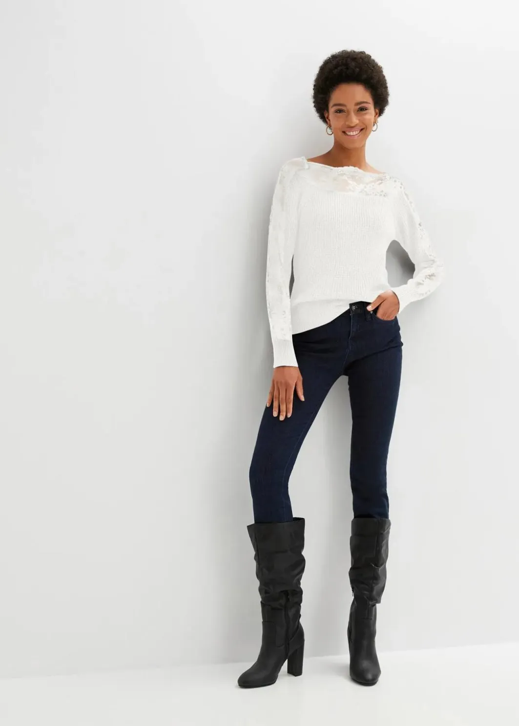 Discount Pullover mit Spitze Damen Strickmode|Pullover & Strickjacken