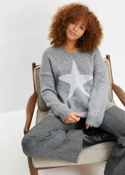 Damen bonprix Pullover & Strickjacken|Strickmode|Pullover mit Stern