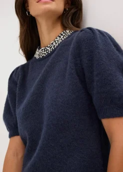 Damen bonprix Strickmode|Pullover & Strickjacken|Pullover mit Strass-Applikation