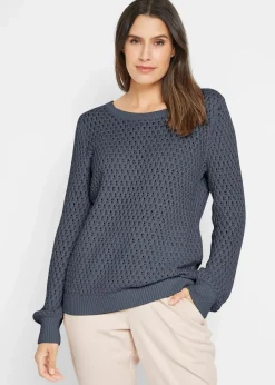 New Pullover mit Strukturstrick aus Baumwollmix Damen Pullover & Strickjacken|Strickmode