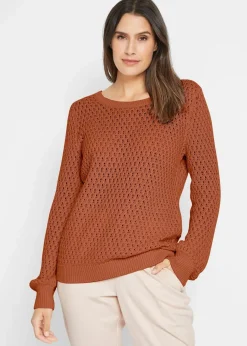Damen bonprix Pullover & Strickjacken|Strickmode|Pullover mit Strukturstrick aus Baumwollmix