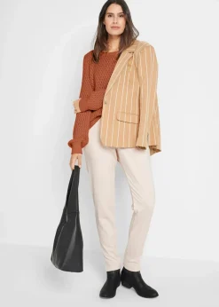 Damen bonprix Pullover & Strickjacken|Strickmode|Pullover mit Strukturstrick aus Baumwollmix