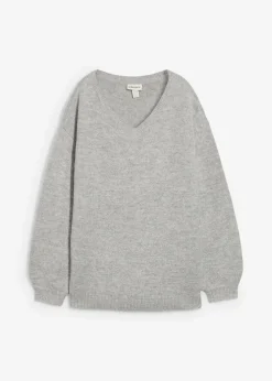 Damen bonprix Pullover & Strickjacken|Basics|Pullover mit V-Ausschnitt