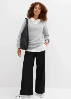 Damen bonprix Pullover & Strickjacken|Basics|Pullover mit V-Ausschnitt