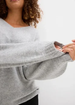 Damen bonprix Pullover & Strickjacken|Basics|Pullover mit V-Ausschnitt