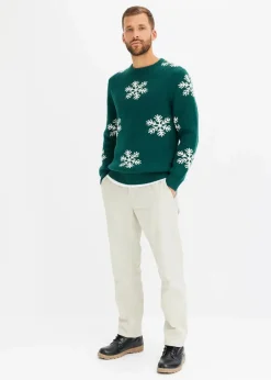 Clearance Pullover mit Winter-Motiv und recycelter Baumwolle Herren Große Größen|Pullover & Strickjacken