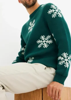 Clearance Pullover mit Winter-Motiv und recycelter Baumwolle Herren Große Größen|Pullover & Strickjacken