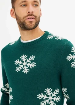Clearance Pullover mit Winter-Motiv und recycelter Baumwolle Herren Große Größen|Pullover & Strickjacken