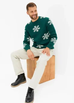 Clearance Pullover mit Winter-Motiv und recycelter Baumwolle Herren Große Größen|Pullover & Strickjacken