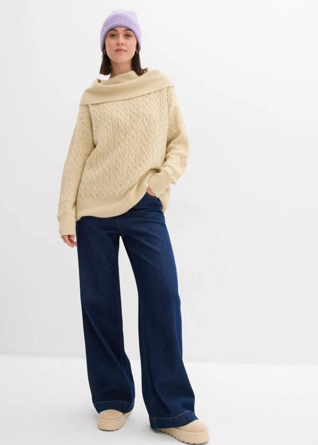 Damen bonprix Nachhaltigere Materialien|Pullover & Strickjacken|Pullover mit Zopfmuster