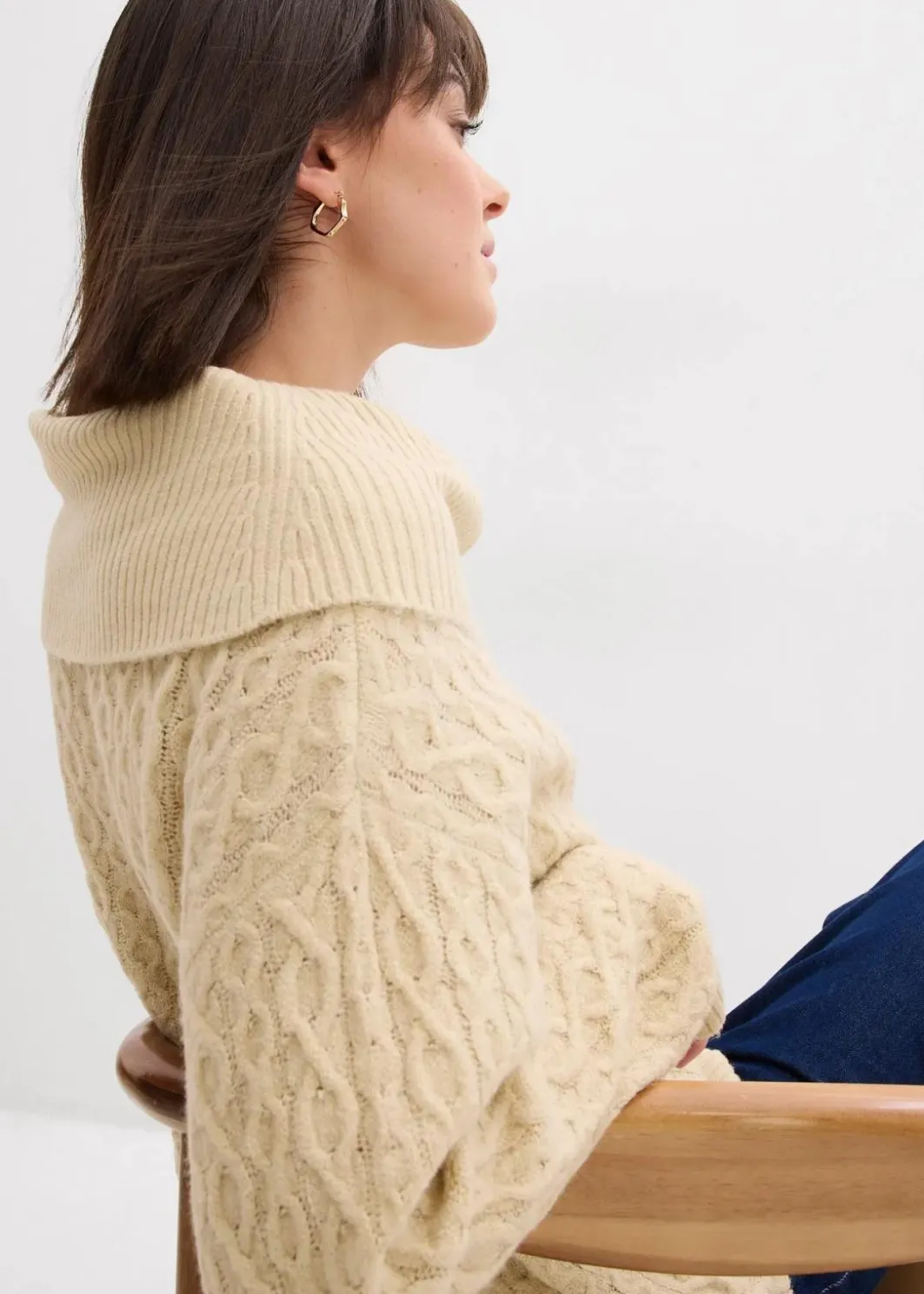 Damen bonprix Nachhaltigere Materialien|Pullover & Strickjacken|Pullover mit Zopfmuster
