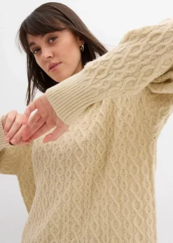 Damen bonprix Nachhaltigere Materialien|Pullover & Strickjacken|Pullover mit Zopfmuster