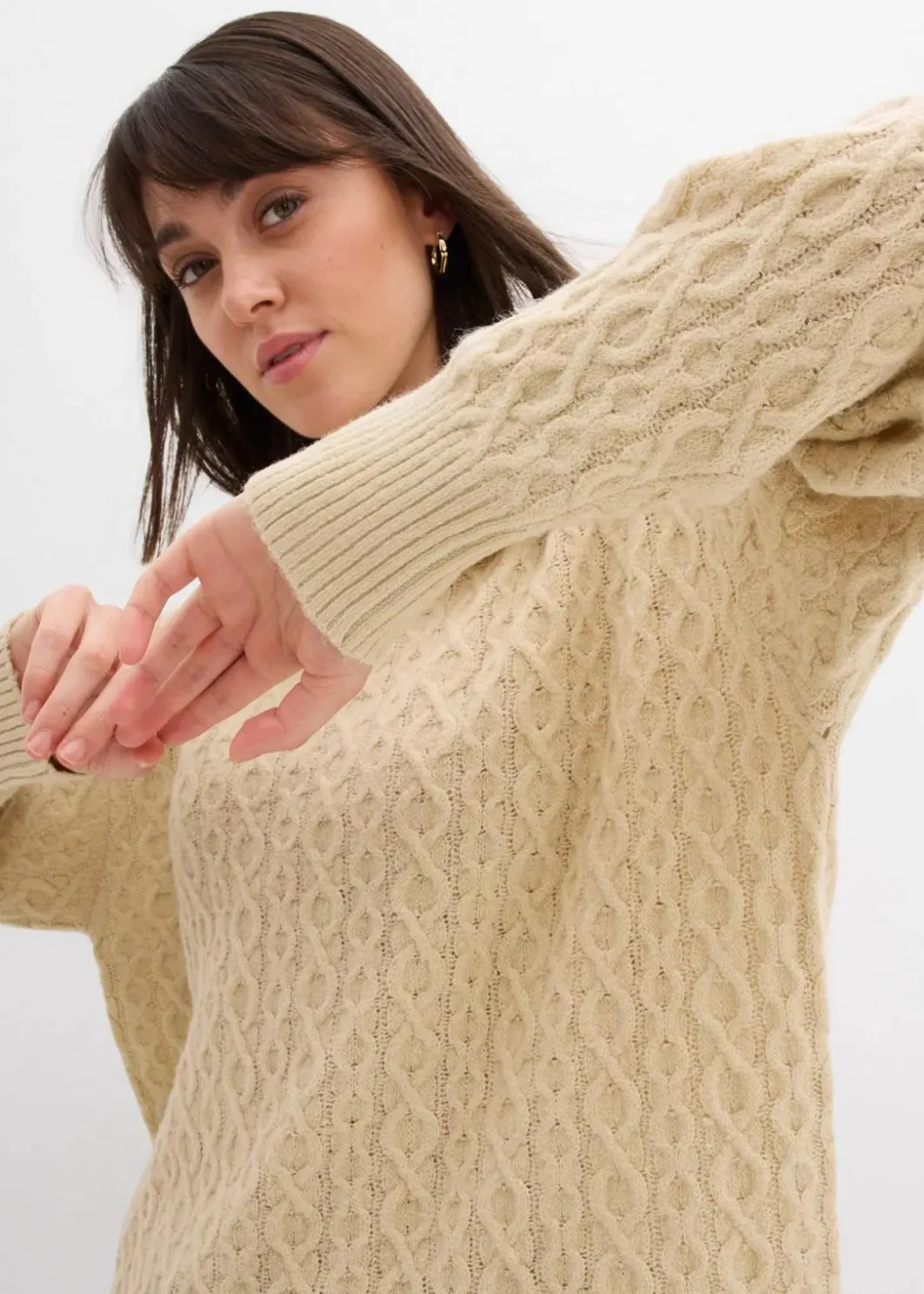 Damen bonprix Nachhaltigere Materialien|Pullover & Strickjacken|Pullover mit Zopfmuster