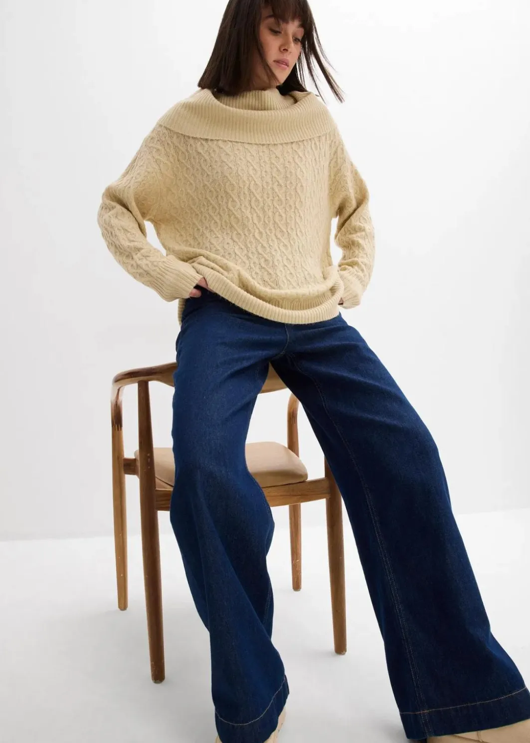 Damen bonprix Nachhaltigere Materialien|Pullover & Strickjacken|Pullover mit Zopfmuster