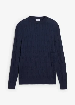 Online Pullover mit Zopfstrickmuster aus recyclingfähiger Baumwolle Herren Große Größen|Pullover & Strickjacken
