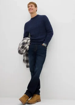 Online Pullover mit Zopfstrickmuster aus recyclingfähiger Baumwolle Herren Große Größen|Pullover & Strickjacken