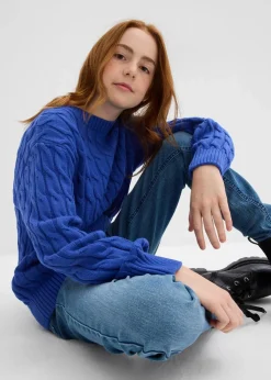 Kinder bonprix Mädchen 9-16 Jahre·Sweat & Strick|Mädchen 2-8 Jahre·Nachhaltigere Materialien|Pullover mit Zopfstrickmuster