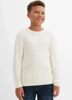 Hot Pullover mit Zopfstrickmuster aus recyclingfähiger Bio-Baumwolle Kinder Jungen 9-16 Jahre·Sweat & Strick|Jungen 2-8 Jahre·Nachhaltigere Materialien