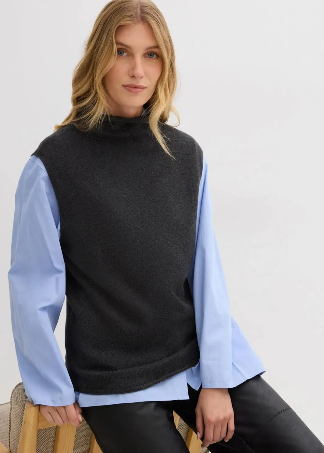 Damen bonprix Pullover & Strickjacken|Strickmode|Pullunder aus reiner Baumwolle
