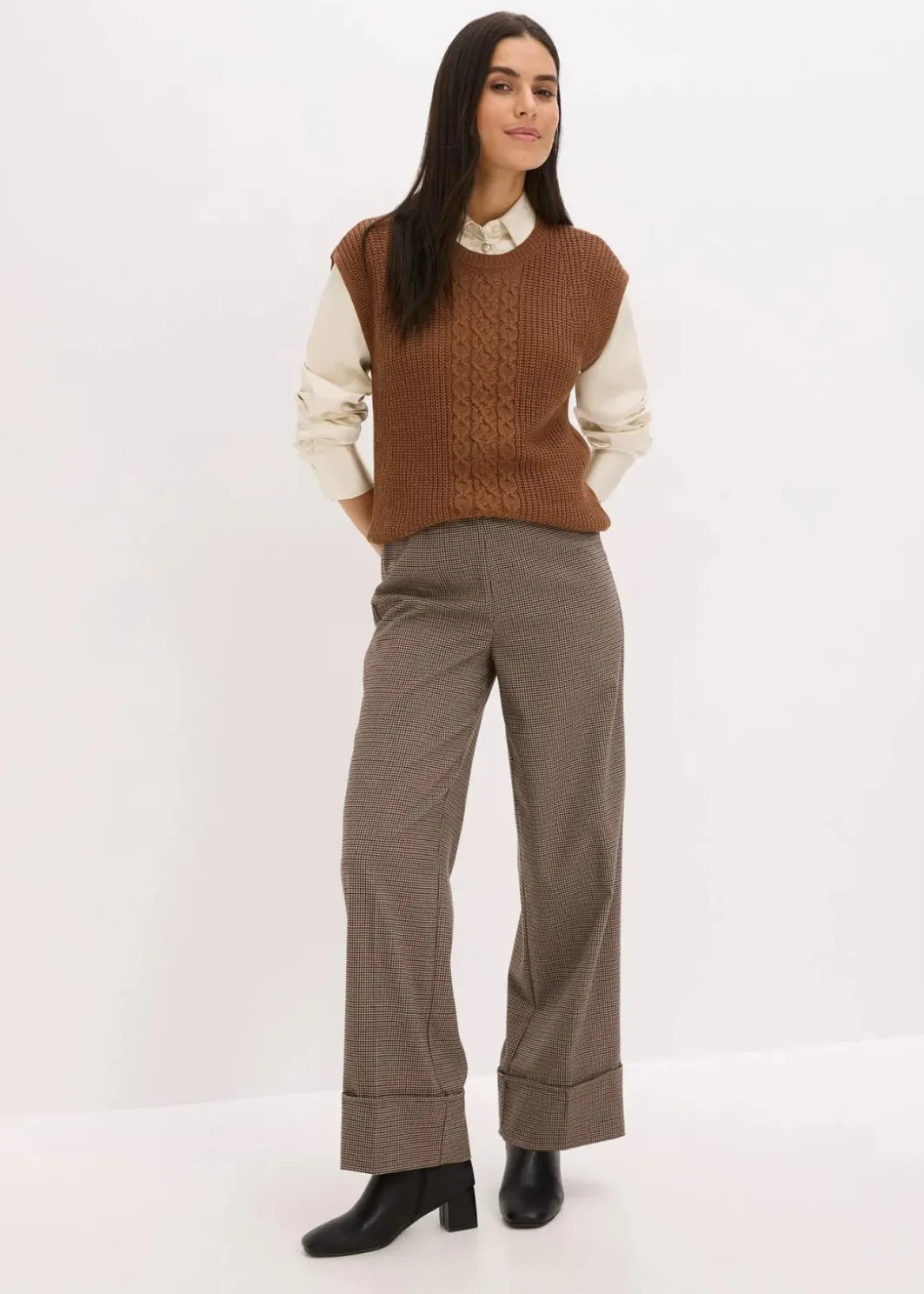 Damen bonprix Pullover & Strickjacken|Strickmode|Pullunder mit Baumwollanteil
