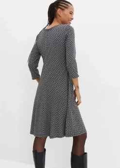 Discount Punto di Roma-Kleid mit Jaquardmuster aus Viskose-Mix Damen Kleider|Bekleidung·Pullover & Strickjacken
