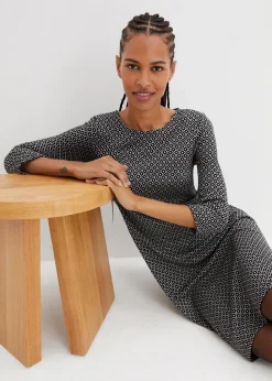 Discount Punto di Roma-Kleid mit Jaquardmuster aus Viskose-Mix Damen Kleider|Bekleidung·Pullover & Strickjacken