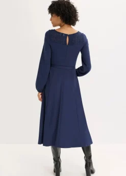 Outlet Punto Kleid mit Spitze Damen Kleider|Bekleidung·Pullover & Strickjacken
