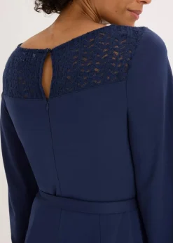 Outlet Punto Kleid mit Spitze Damen Kleider|Bekleidung·Pullover & Strickjacken