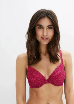 Damen bonprix Große Cups D-H|Nachhaltigere Materialien|Push-up-BH mit feiner Spitze (3er Pack)