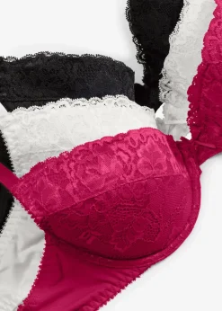 Online Push-up-BH mit feiner Spitze (3er Pack) Damen Große Cups D-H|Nachhaltigere Materialien