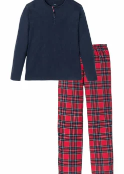 Pyjama aus reiner Baumwolle mit Knopfleiste und langen Ärmeln Herren Pyjamas|Große Größen