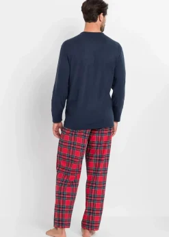 Pyjama aus reiner Baumwolle mit Knopfleiste und langen Ärmeln Herren Pyjamas|Große Größen