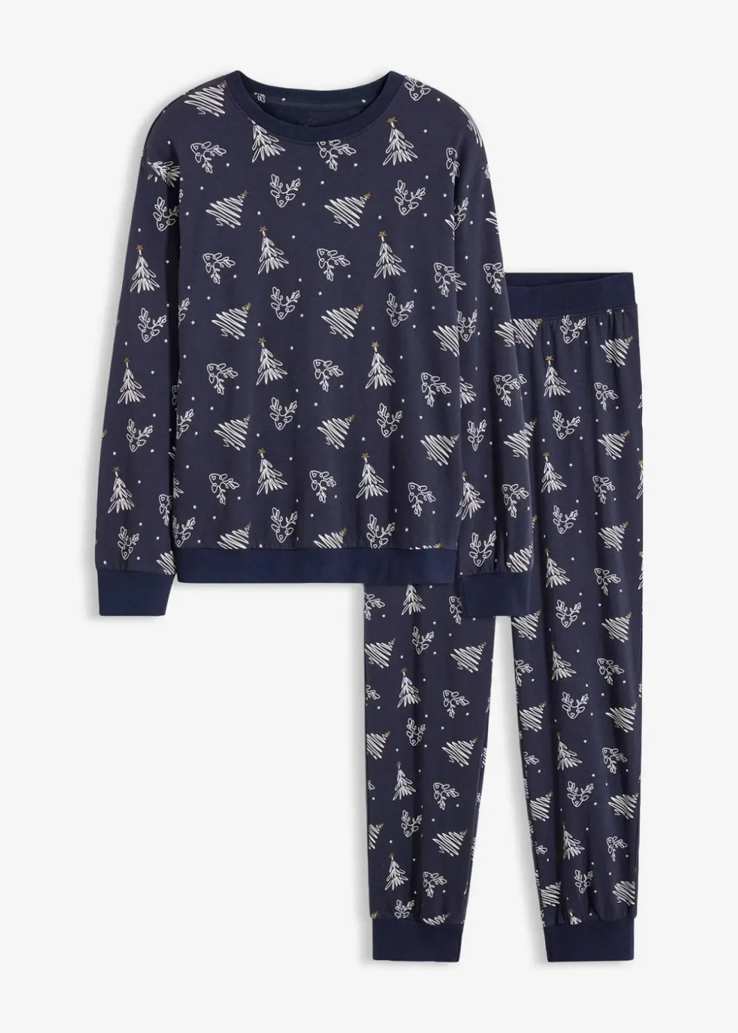 Outlet Pyjama aus reiner Baumwolle mit Glitzerdruck Damen Nachtwäsche