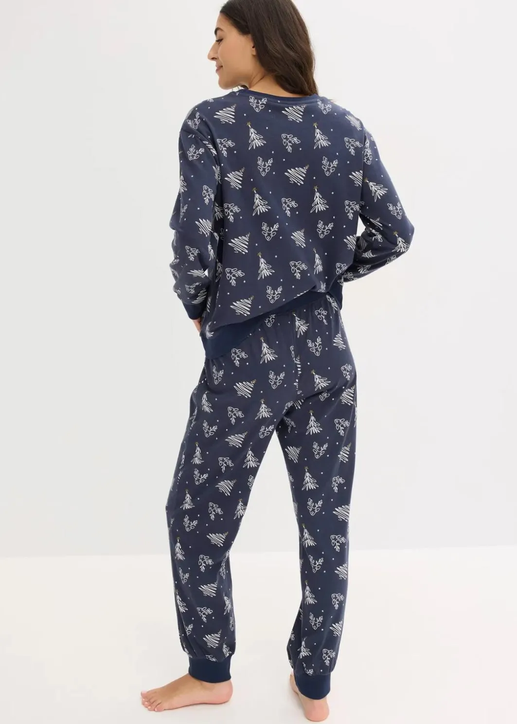 Outlet Pyjama aus reiner Baumwolle mit Glitzerdruck Damen Nachtwäsche