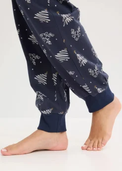 Outlet Pyjama aus reiner Baumwolle mit Glitzerdruck Damen Nachtwäsche