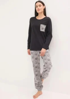 Damen bonprix Wäsche·Nachtwäsche|Nachtwäsche|Pyjama aus reiner Baumwolle