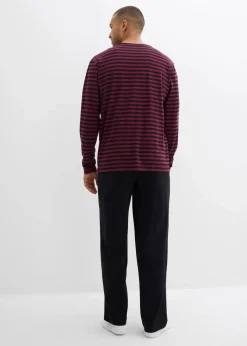 Herren bonprix Wäsche|Große Größen|Pyjama aus reiner Baumwolle mit langen Ärmeln