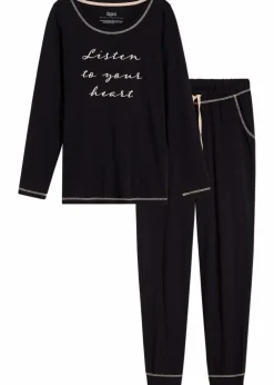 Damen bonprix Wäsche·Nachtwäsche|Nachtwäsche|Pyjama aus reiner Baumwolle