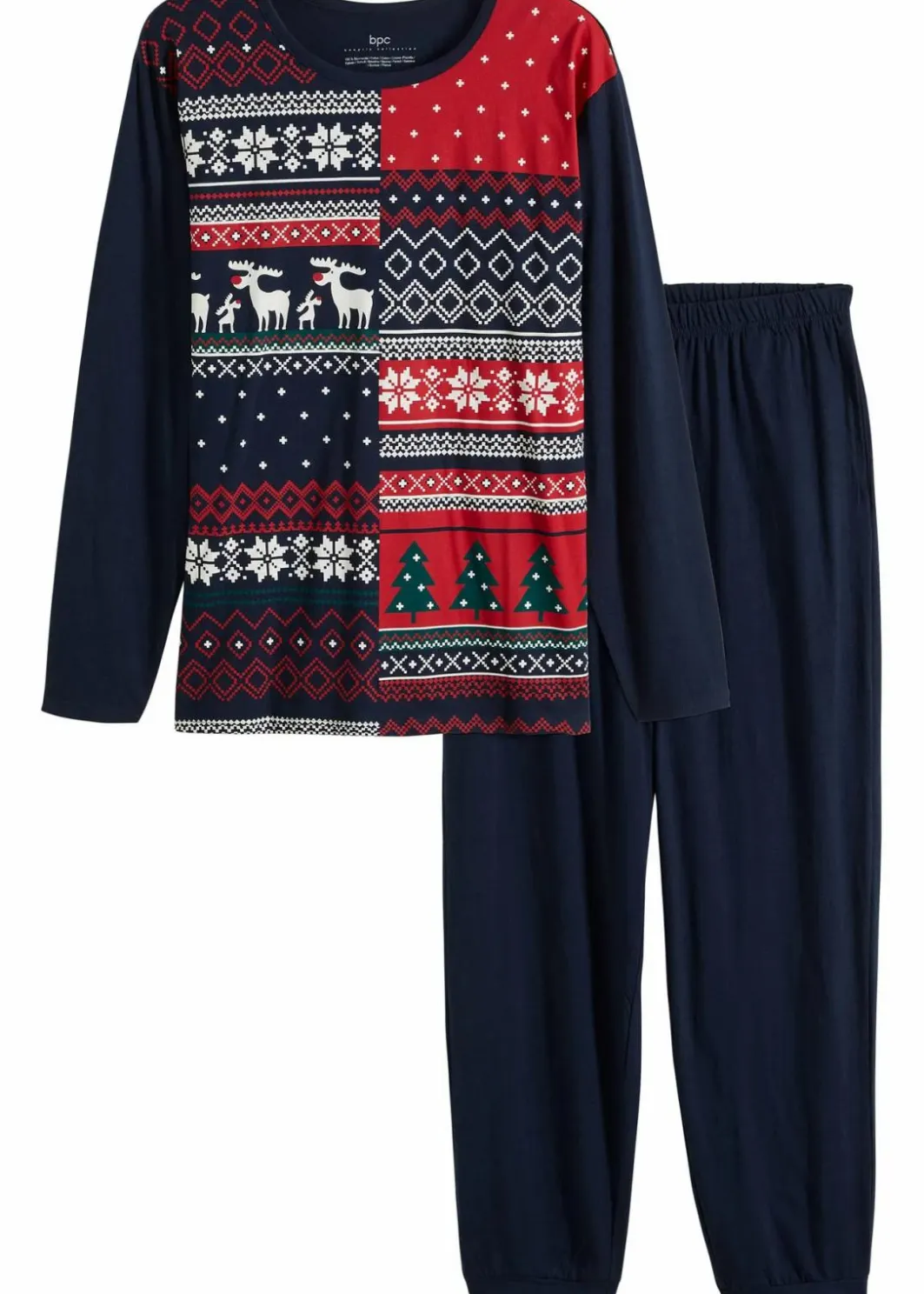 Herren bonprix Pyjamas|Große Größen|Pyjama aus reiner Baumwolle mit langen Ärmeln