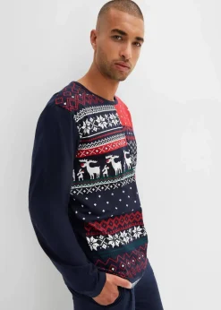 Herren bonprix Pyjamas|Große Größen|Pyjama aus reiner Baumwolle mit langen Ärmeln